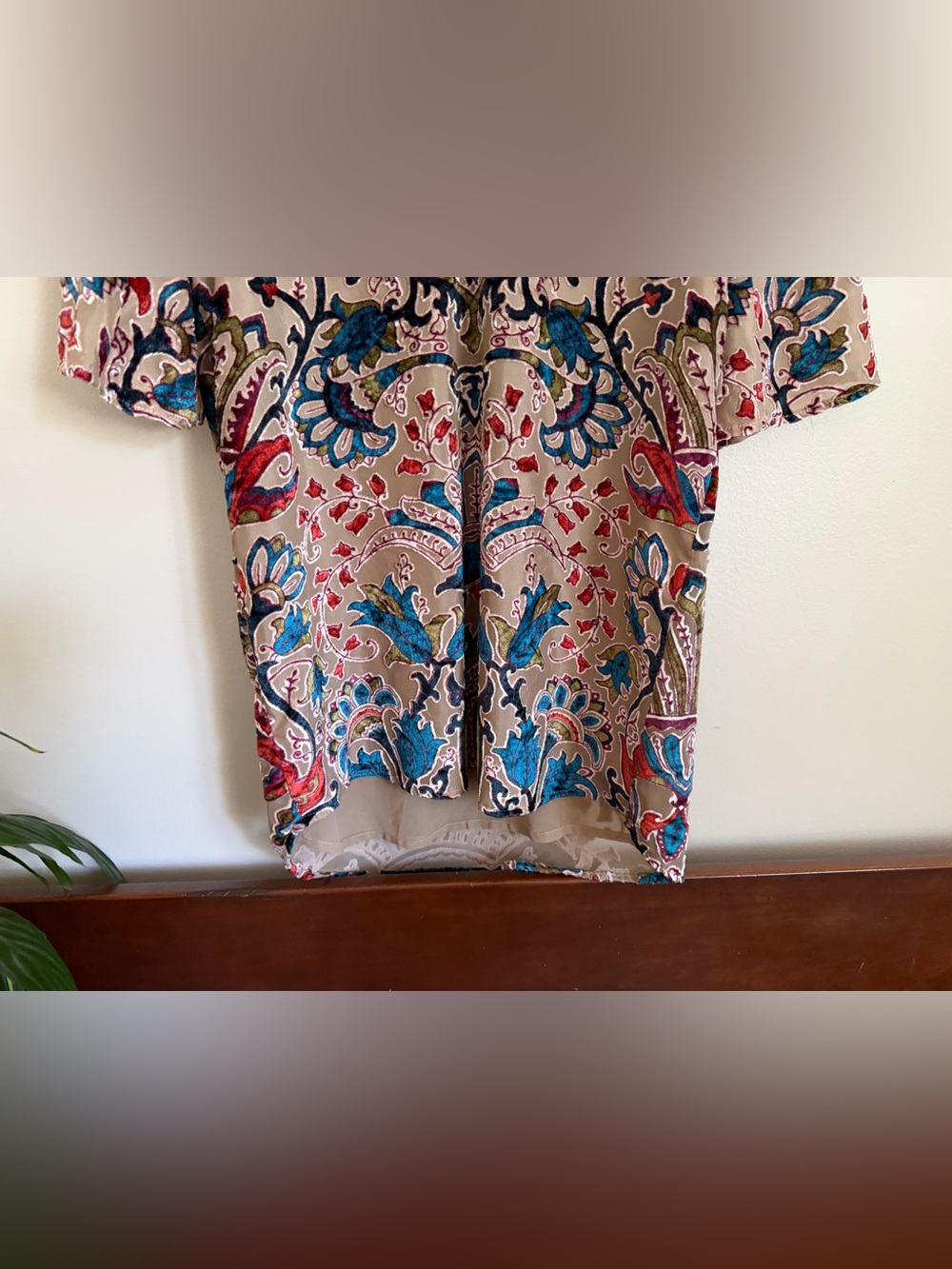 Feathers by Tolani Dress Womens Small S Velvet Burnout Tunic Paisley Lace Small - Picture 6 of 16
